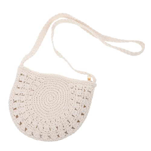 WRITWAA Handgefertigte Boho Umhängetasche Halbkreis Klein Baumwollgarn Geflochtene Damen Crossbody Geldbörse Für Urlaub Freizeit Shopping von WRITWAA