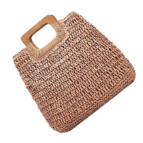 WRITWAA Handgewebte Strandtasche Für Mädchen Sommerhandtasche Einfache Tragetasche Modische Handtasche Mit Platz Für Kleine Gegenstände Für Strand Party Und Alltag von WRITWAA