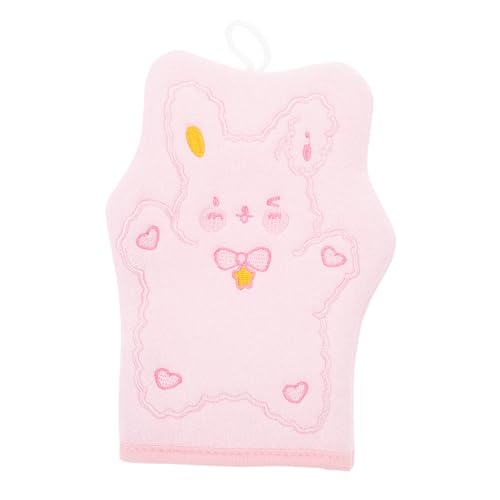 WRITWAA Handschuhe schrubben bademantel badetücher Sanfte Peeling Handschuh Fausthandschuh Zurück mit Scheuerhandschuhe zum Körperwaschen Babywäsche waschen Baumwolle Rosa von WRITWAA