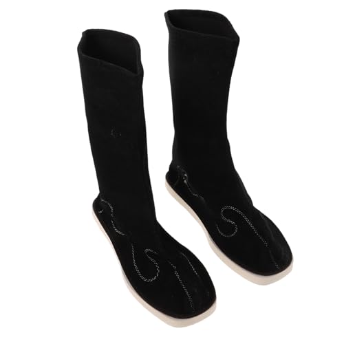 WRITWAA Hanfu Schuhe Herren Midcalf Boots aus PU Material Rutschfest Traditionell Chinesisch für Kung Fu Tai Chi Cosplay und Aufführungen Schwarz von WRITWAA