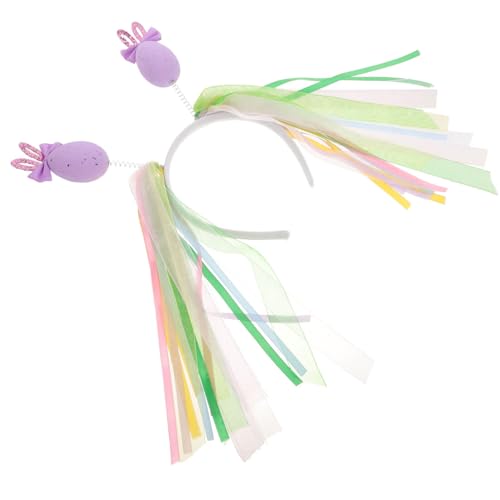 WRITWAA Hasenohren-Stirnband Osterei-Kopfbopper Mit Quastenband Niedlicher Hasen-Haarreifen Osterparty-Haarschmuck Für Kinder Und Erwachsene Lila von WRITWAA