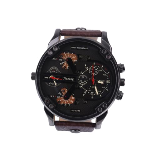 WRITWAA Herren Armbanduhr Mit Großem Ziffernblatt Aus Pu-Leder Modisch Und Strapazierfähig Für Täglichen Gebrauch Kaffee Farbe Inkl Kalenderfunktion von WRITWAA