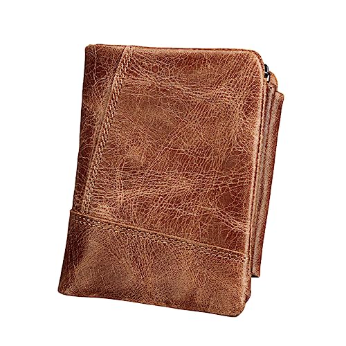 WRITWAA Herren Geldbörse Aus Echtem Dreifach Gefaltet Mit Reißverschluss Mehrere Kartenfächer Für Kreditkarten Und Bargeld Braun von WRITWAA