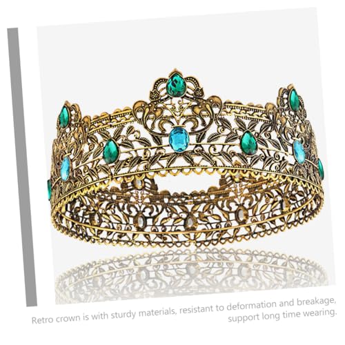 WRITWAA Herren Krone Retro Vintage Königskrone mit Blauen Strasssteinen Langlebiges Metall Leicht Dekorativer Kopfschmuck für Hochzeit Party Bühnenauftritt Mittelalter Kostüm von WRITWAA