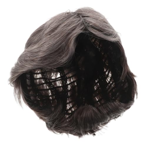 WRITWAA Herren Kurzperücke Silber Hitzebeständig Synthetische Haarteil für Halloween Cosplay Modische Schräg Geteilte Männerperücke Atmungsaktiv und Bequem für Alltag und Party von WRITWAA
