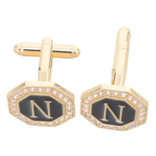 WRITWAA Herren Manschettenknöpfe mit Buchstaben Design Funkelnde Strass Tuxedo Studs Langlebig Elegant für Business Hochzeit und Stilvolle Anlässe von WRITWAA