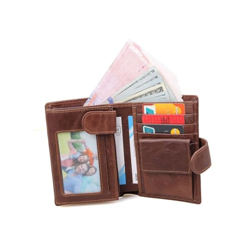 WRITWAA Brieftasche Für Männer Aus Echtem Bifold-geldbörse Mit Retro-Design Großes Fassungsvermögen Für Karten Geld Und Ausweise Kaffee von WRITWAA
