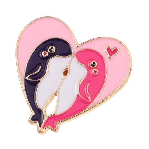 WRITWAA Herzförmige Delfin Brosche Emaille Anstecknadel Leichtes Metall Schmuck Accessoire für Kleidung Rucksack Schal Hüte Valentinstag Hochzeit Party von WRITWAA