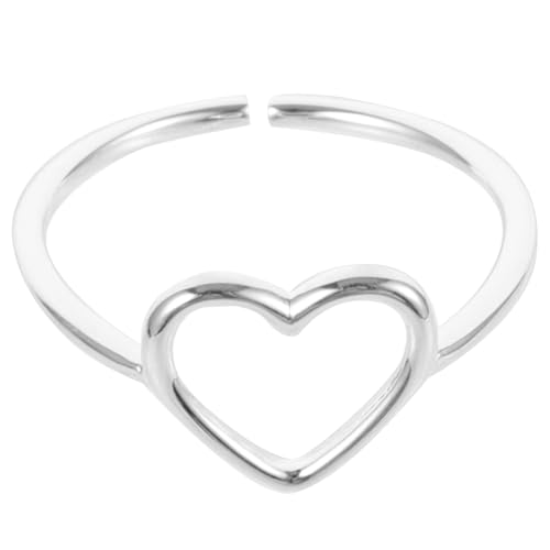 WRITWAA Herzring für Frauen Verstellbarer Eleganter Finger Ring Silber Geometrisches Design für Hochzeiten Partys und Besondere Anlässe Modischer Schmuck von WRITWAA