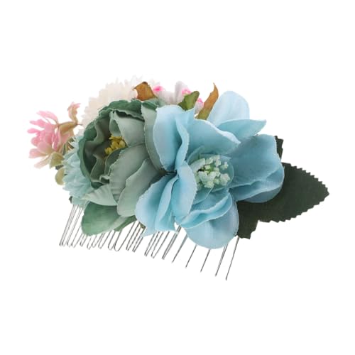 WRITWAA Hochzeitsblumenkamm mit Kunstblumen Brautschmuck für Strandzeremonien Eleganter Haarkamm für Frauen Romantisches Haaraccessoire für Bräute und Brautjungfern von WRITWAA