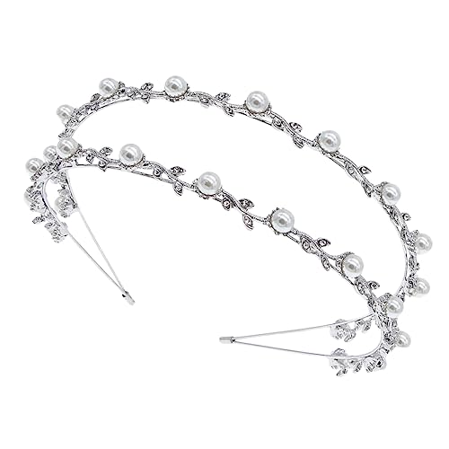 WRITWAA Damen Und Perle Stirnband Legierung Zweireihig Haar Zarte Kopfschmuck Haar Schmuck Für Hochzeit Bankett Party WRITWAA Damen Und Perle Stirnband Legierung Zweireihig Haar Zarte Kopfschmuck Haar Schmuck Für Hochzeit Bankett Party von WRITWAA