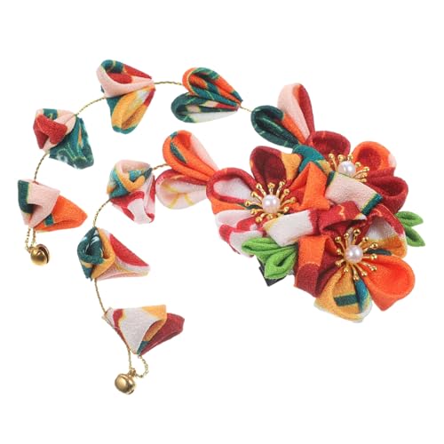 WRITWAA Japanischer Stil Haarschmuck Damen Gelber Quasten Haarclip Blumenmotiv Eleganter Haarklammer für Hochzeit Party Teenager Mädchen Traditionelle Accessoires von WRITWAA