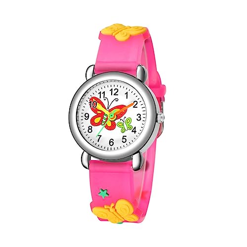 WRITWAA Junge Mädchen Armbanduhr Mit Schmetterlingsmotiv Quarzuhr Für Mädchen Cartoon-Design Für Schule Und Freizeit Langlebig Und Komfortabel Zu Tragen von WRITWAA