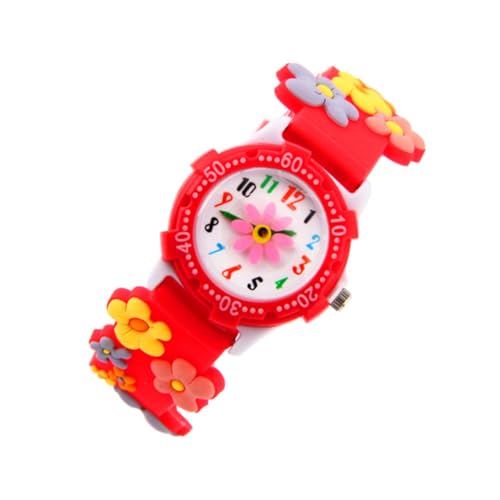 WRITWAA Junge Mädchen Cartoon Blume Armbanduhr wasserdichte Quarz-Uhr Für Jungen Und Mädchen Anpassbares Armband Einzigartiges Design Als Rot von WRITWAA