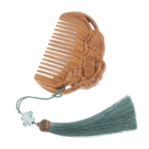 WRITWAA Kamm aus grünem Sandelholz Massagekamm aus Sandelholz Sandale Haarkamm Blumen- dekorative Haarkämme Gravieren frisuren haarstyling feminela Kämme für Frauen chinesischer haarkamm von WRITWAA