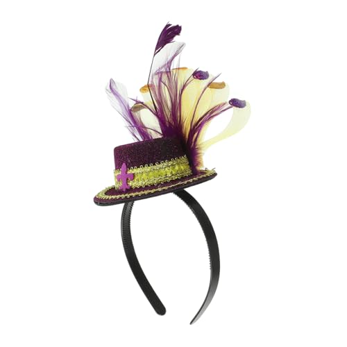 WRITWAA Karnevalsstirnbänder für Damen Hüte Erwachsene Spitze Feder Blau faschingshaarreife fasching kopfbedeckung fasching kopfschmuck Hutstirnbänder für Damen Hut-Stirnband Stoff Violett von WRITWAA