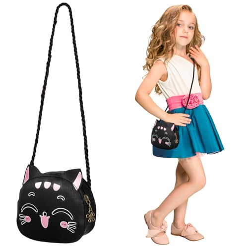WRITWAA Katze Umhängetasche Cartoon Mädchen Geldbörse Ohr Dekor Schultertasche Messenger Bag Münztasche Aus Pu- Mit Reißverschluss Für Kleingeld Schlüssel Karten Handys Einkaufen von WRITWAA