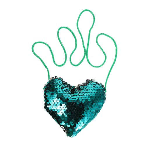 WRITWAA Herzförmige Tasche Mit Pailletten Für Mädchen Kleine Umhängetasche Aus Kunststoff Und Polyester Mit Langem Gurt Für Partys Und Verkleidungen von WRITWAA
