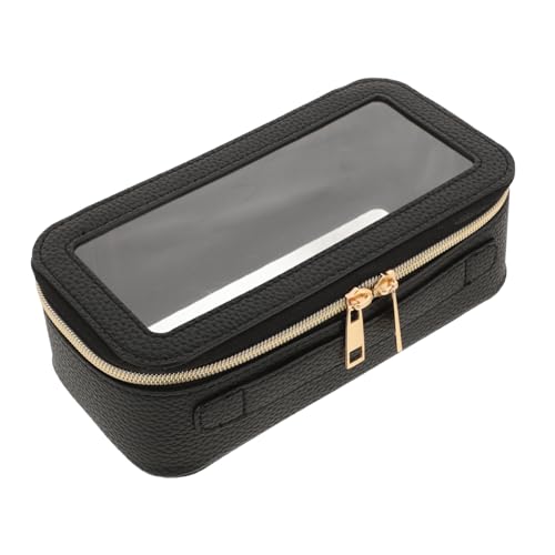 WRITWAA Klarer PVC Kulturbeutel Für Reisen Tragbare Kosmetiktasche Mit Großem Stauraum Und Effizienter Organisation Für Damen Und Herren Schwarz Klein Wasserabweisend von WRITWAA