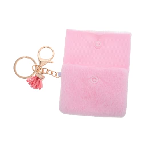 WRITWAA Kleiner Süßer Münzbeutel Mit Schlüsselanhänger Pinke Geldbörse Für Für Handtaschen Mit Fröhlichen Farben Und Weichem Plüschmaterial Für Kleine Essentials von WRITWAA