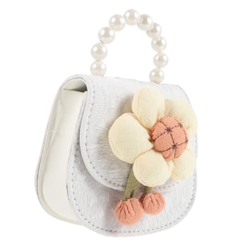 WRITWAA Koreanische Version Der Kinder Perlenhandtasche Umhängetasche Cartoon Süße Blumen Geldbörse Damen Umhängetasche Weiß Geldbörse Für Kleine Mädchen Taschen Für Mädchen Sling von WRITWAA