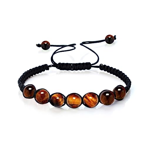 WRITWAA Perlen gewebt Natursteinarmband rundes Perlenarmband Perlenarmbänder Beaded Bracelet Tiger Eye Bracelet Perlen für Armbänder geflochtene Perle Korn Weben Schmuck Männer und Frauen von WRITWAA