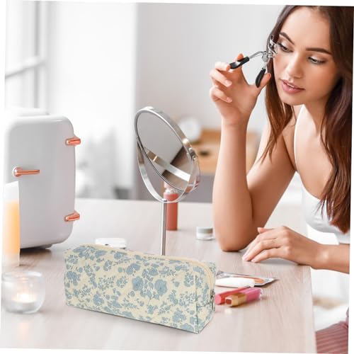 WRITWAA Reise-Make-up-Tasche Mit Reißverschluss Make-up-Organizer Aus Gestepptem Material Tragbare Kosmetiktasche Für Damen Für Hautpflege Und Make-up-aufbewahrung von WRITWAA