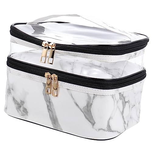 WRITWAA Kosmetiktasche aus Marmor Design Transparente Make Up mit Layer Praktischer mit Reißverschluss für Damen und Herren von WRITWAA