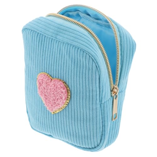 WRITWAA Kleine Kosmetiktasche Mit Süßem Cartoon-Herz-Patch Reißverschlusstasche Für Make-up Reise-Organizer Damen-toilettenbeutel Praktische Aufbewahrungstasche von WRITWAA