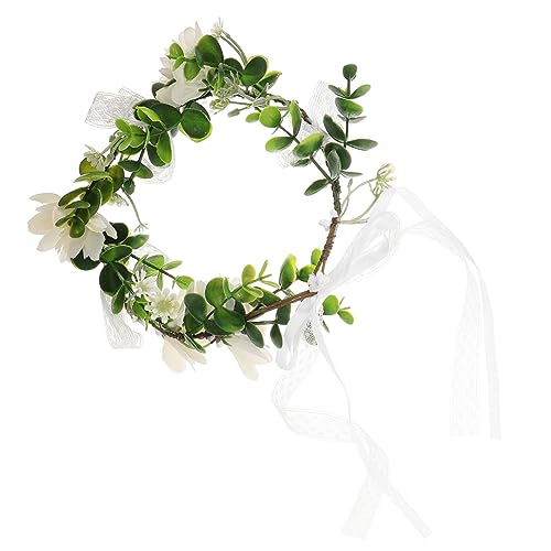 WRITWAA Kranz Tiara Dekorationen Schärpe Die Abs Mädchen Hühner Heiligenschein Blumenhaarkranz Hochzeitsblumenkrone Braut-Hochzeits-Kopfschmuck Hochzeit Stirnband Brautblumenkrone Plastik von WRITWAA