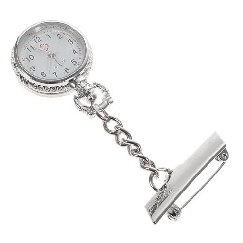 WRITWAA Kreative Taschenuhr Personalisierte Uhr Pflegeuhr Krankenschwester Uhr Krankenschwesteruhr Brosche Mechanische Taschenuhr Clip-Uhr Antike Taschenuhr Digitale Taschenuhr Silver von WRITWAA