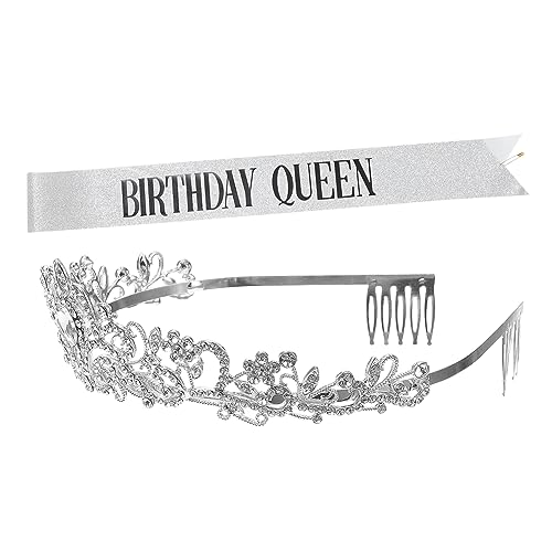 WRITWAA Geburtstagskrone Mit Party-schärpe Strass-tiara Party-requisite Für Mädchen Geburtstagsparty Partyzubehör von WRITWAA