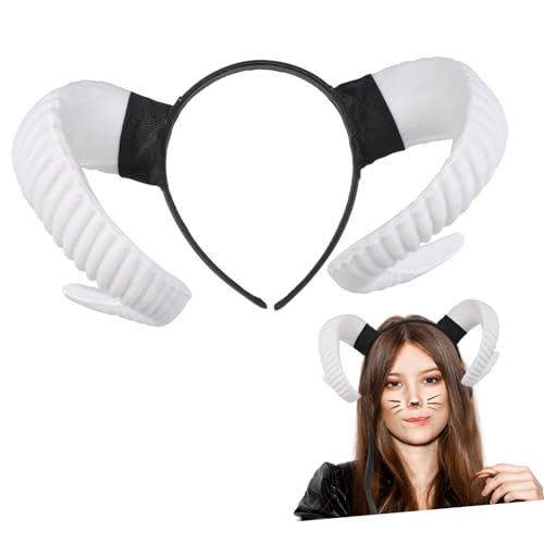 WRITWAA Künstlicher Schafshorn Haarreif Für Cosplay Und Partys Weißes Headdress Für Kostüme Haaraccessoire Für Karneval Und Kreative Veranstaltungen von WRITWAA