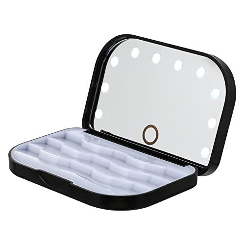 WRITWAA LED Wimpern Organizer Etui für Falsche Wimpern Tragbare LED Aufbewahrungsbox mit Spiegel Leicht und Kompakt für Reisen Wimpernablage für Schönheitssalons und Persönlichen Gebrauch von WRITWAA