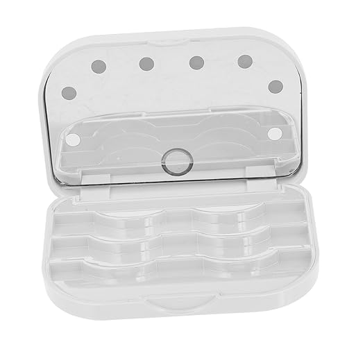 WRITWAA LED Wimpern Organizer mit Spiegel Tragbare Wimpern Aufbewahrungsbox Kunststoff für Reisen Büro und Alltag von WRITWAA