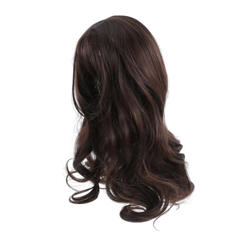 WRITWAA Braune Lange Gewellte Perücke Für Frauen Mit Fransen Und Strähnchen Kunsthaarperücke Hitzebeständig Natürlich Aussehend Für Lässige Partys Und Festivals von WRITWAA