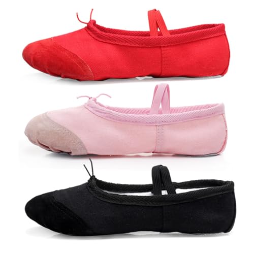 WRITWAA Leichte Ballettschuhe mit Rutschfester Sohle Weiche Canvas Tanzschläppchen für Mädchen und Erwachsene Geeignet für Yoga Ballett Jazztanz und Turnen von WRITWAA