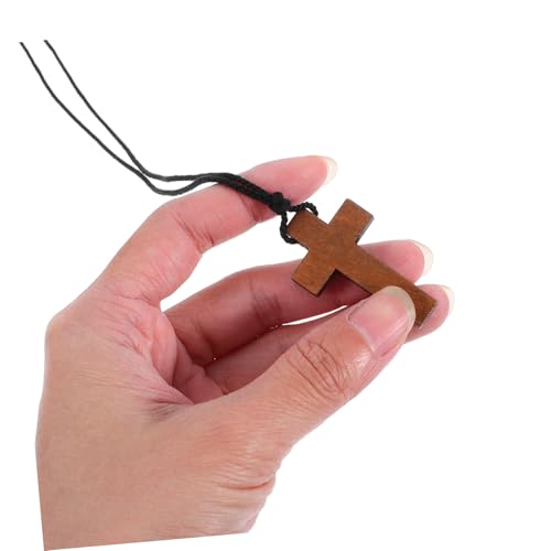WRITWAA Leichte Holz Kreuz Anhänger Halskette Handgefertigtes Walnuss Holz Schmuckstück Religiöse Mode für Herren und Damen Vielseitig für Alltag Party und Festliche Anlässe von WRITWAA