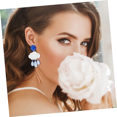 WRITWAA Leichte Wolken und Regentropfen Ohrringe aus Funkelndes Design Komfortabel Tragbar Modischer Ohrschmuck für Damen zu Valentinstag und Muttertag von WRITWAA