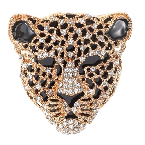 WRITWAA Leopard Kopf Brosche mit Strasssteinen Niedlicher Anstecker für Frauen Dekorative Reversnadel aus Zinklegierung Eleganter Tierbrosche für Verschiedene Outfits von WRITWAA