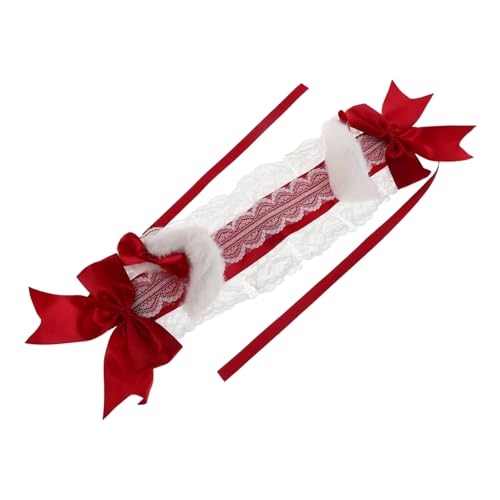 WRITWAA Lolita Katzenohren Stirnband mit Schleife Niedliches Cosplay Haarband für Frauen und Mädchen für Weihnachten Halloween und Thematische Events von WRITWAA