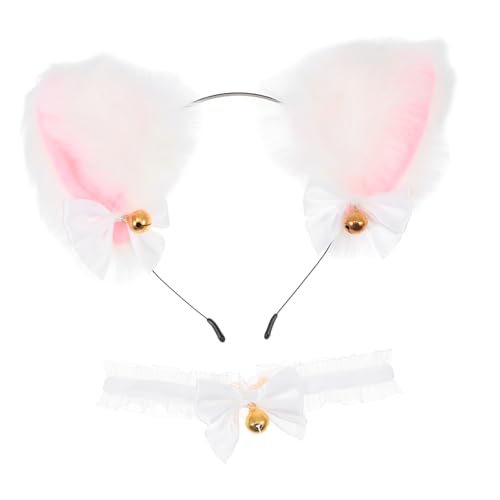 WRITWAA Lolita-ohr Katzenohren Haarband Spitze Schleife Glockenhalsband Set Cosplay-zubehör Für Frauen Party-dekorationen von WRITWAA