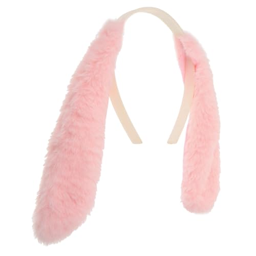 WRITWAA Looping Kaninchen Haarschmuck Sprechendes Ohr Stirnband Erwachsene Kaninchen Haarbänder Plüschhasen Kunsthasen Pelzige Stirnbänder Cosplay Party Haarspangen Haarband Rosa von WRITWAA