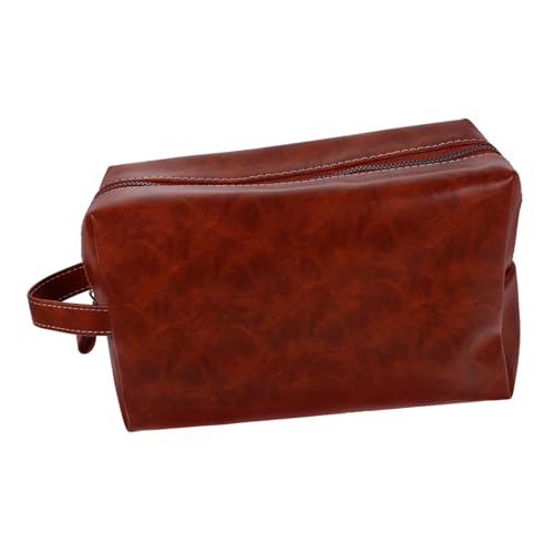 WRITWAA Kulturbeutel Für Herren Vintage-Stil Aus Pu-Leder Großes Fassungsvermögen Tragbar Geeignet Für Reisen Und Geschäftsreisen von WRITWAA
