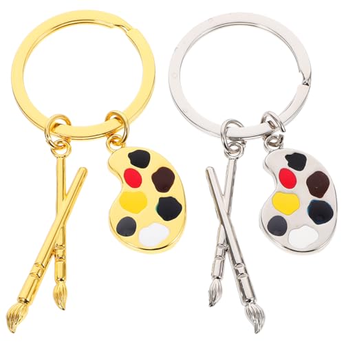 WRITWAA Malerpalette SchlüSselanhäNger 2 StüCk Metall SchlüSselanhäNger in Silber Und Gold Geschenk FüR KüNstler Und Kunststudenten Praktisch FüR Maler Und Kreative Projekte von WRITWAA