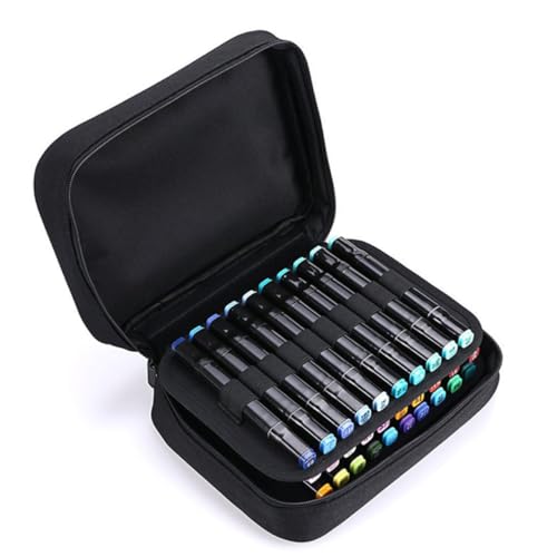 WRITWAA Mark Pen Pouch mit Griff Große Kapazität Federmäppchen aus Oxford Künstler Schüler Stifte Aufbewahrungstasche Vielseitig für Zeichnung und Schule Schwarz von WRITWAA