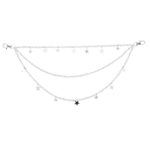 WRITWAA Mehrlagiger Metallgürtel für Herren und Damen Hip Hop Geldbörsenkette für Jeans Modisches Zubehör mit Fünfzackigem Sternanhänger Robuste und Stilvolle Hosenkette von WRITWAA