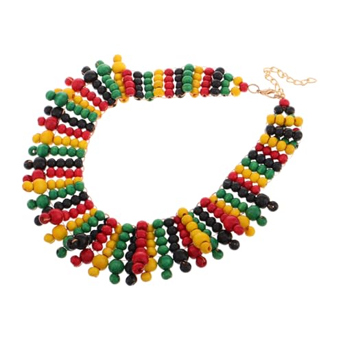 WRITWAA Mehrschichtige Afrikanische Halskette mit Bunten Holzperlen Handgefertigtes Ethno Design Farbenfrohe Perlenkette Unisex Modisches Schmuckstück für Festivals Partys und Alltag von WRITWAA