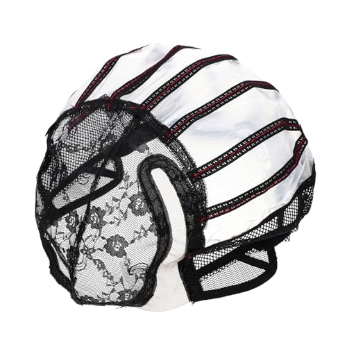 WRITWAA Mesh-Hut mit Spitzenband Spitzenperücken Perückenkappe Netze elastisch Spitzenkappen für Perücken Mesh Perücke Kappe Netz Haarnetzperücke Haarnetz für Perücke Sport Schwarz von WRITWAA