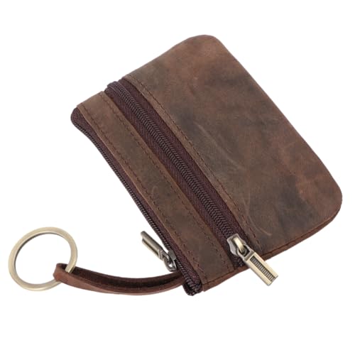 WRITWAA Mini Geldbörse Für Herren Und Damen Vintage Multifunktionale Geldtasche Mit Reißverschluss Kompaktes Portemonnaie Für Münzen Und Karten Dunkelbraun von WRITWAA
